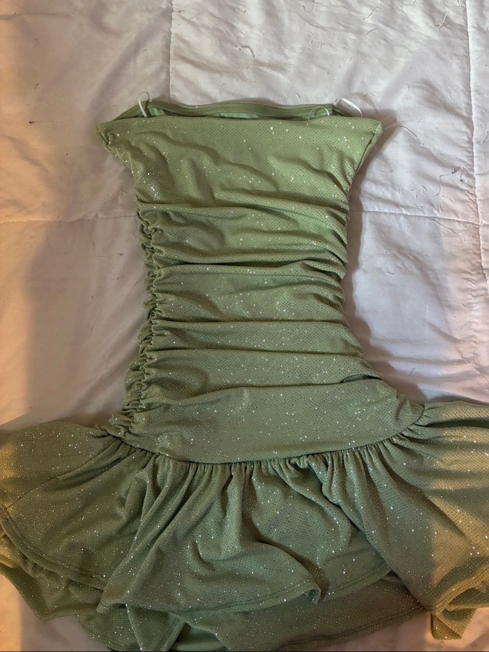 Windsor Light Green Sparkle Strapless Ruffle Dress - Picture 2 of 3